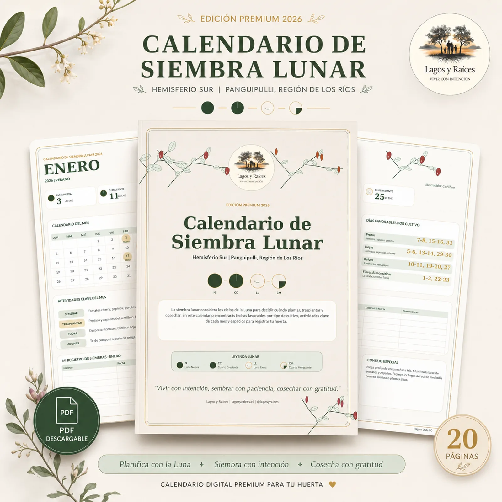 Calendario de Siembra Lunar 2026 Premium | Hemisferio Sur